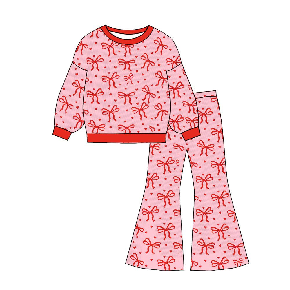 preorder GLP3231 Valentine's Day Heart Bows Long Sleeve Pants Girls Set