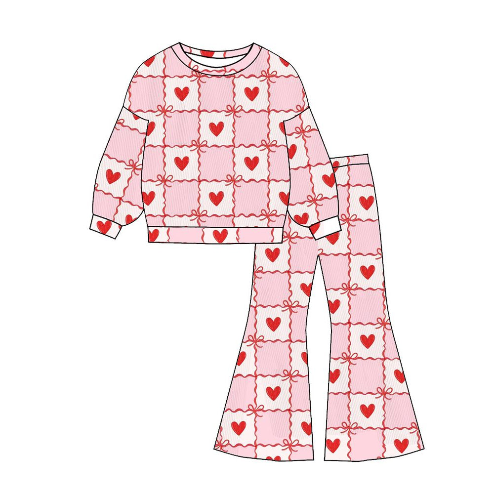 preorder GLP3232 Valentine's Day Heart Bows Long Sleeve Pants Girls Set