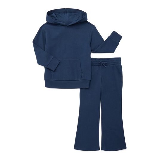 preorder GLP3253 Navy Blue Pocket Hoodie Long Sleeve Pants Girls Set
