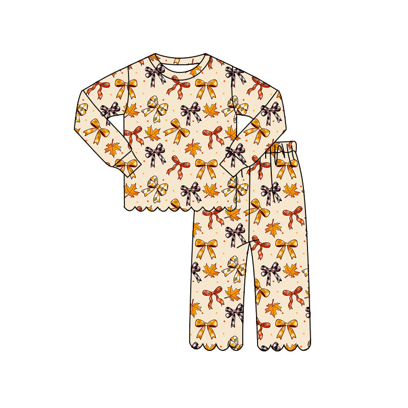preorder GLP3303 Scallop Halloween Bows Long Sleeve Pants Girls Set