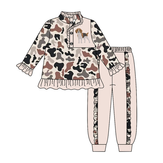 preorder GLP3309 Hunting Camo Dog Long Sleeve Pants Girls Set