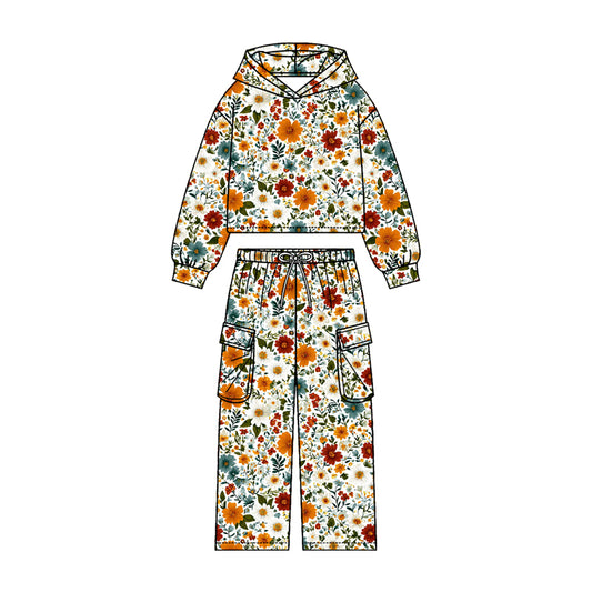 preorder GLP3321 Flowers Hoodie Long Sleeve Pants Girls Set