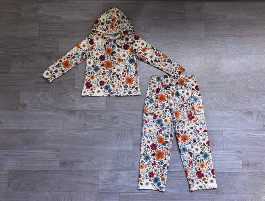 preorder Samples GLP3321 Flowers Hoodie Long Sleeve Pants Girls Set