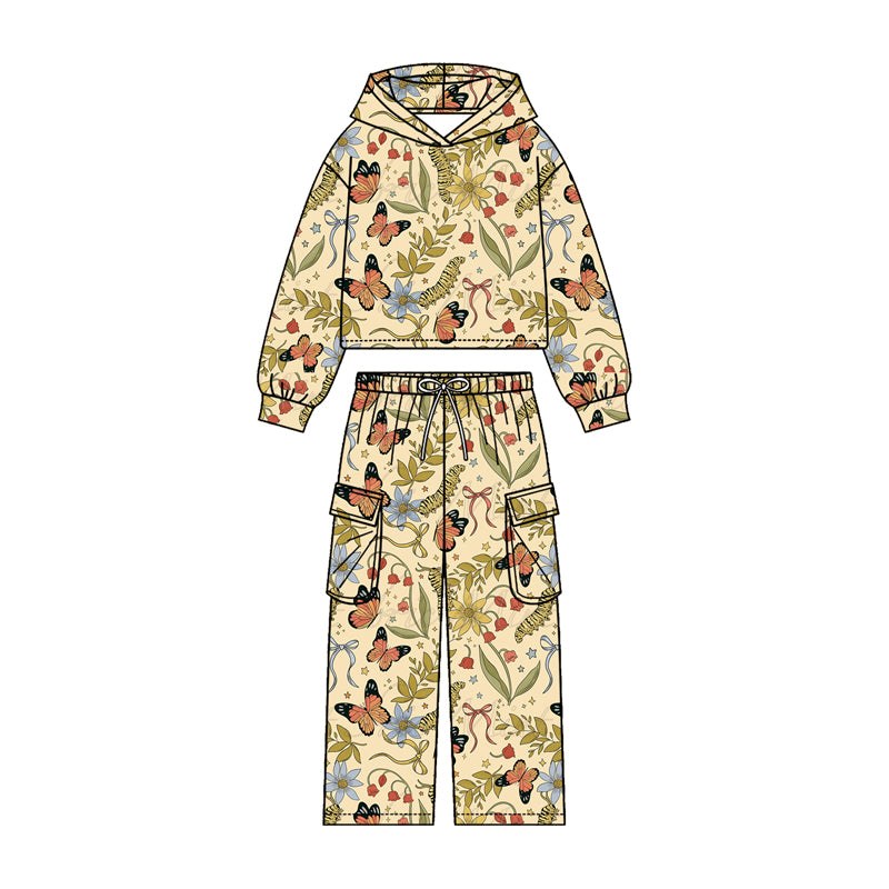 preorder GLP3322 Butterfly Hoodie Long Sleeve Pants Girls Set