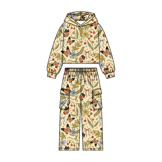preorder GLP3322 Butterfly Hoodie Long Sleeve Pants Girls Set