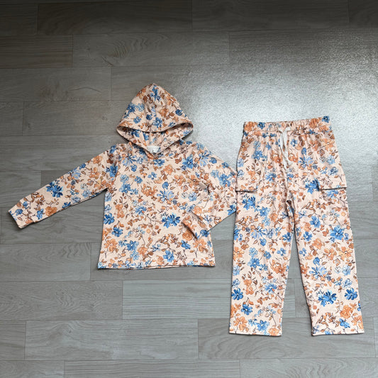 preorder Samples GLP3323 Flowers Hoodie Long Sleeve Pants Girls Set