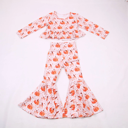 preorder GLP3333 Pumpkin Long Sleeve Pants Girls Set