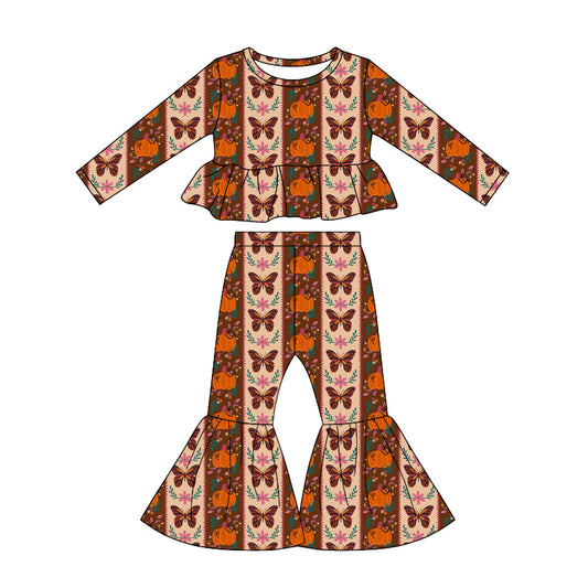 preorder GLP3344 Pumpkin Bows Long Sleeve Pants Girls Set