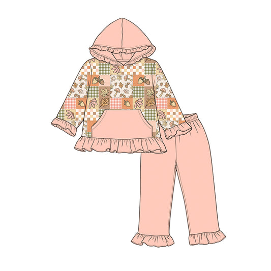 preorder GLP3380 Mashroon Pink Pocket Hoodie Long Sleeve Pants Girls Set