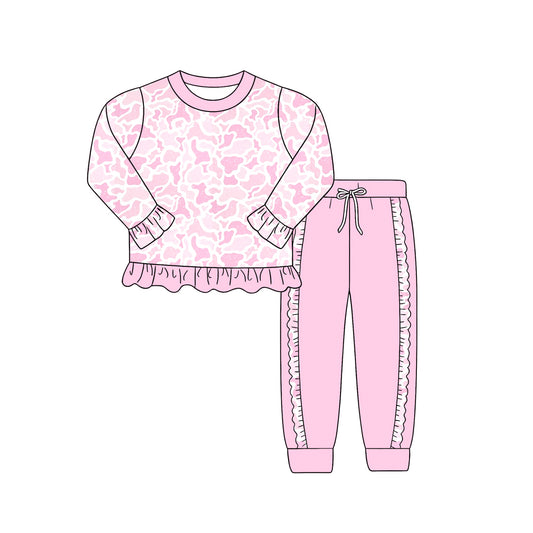 preorder GLP3399 Pink Camo Long Sleeve Pants Girls Set