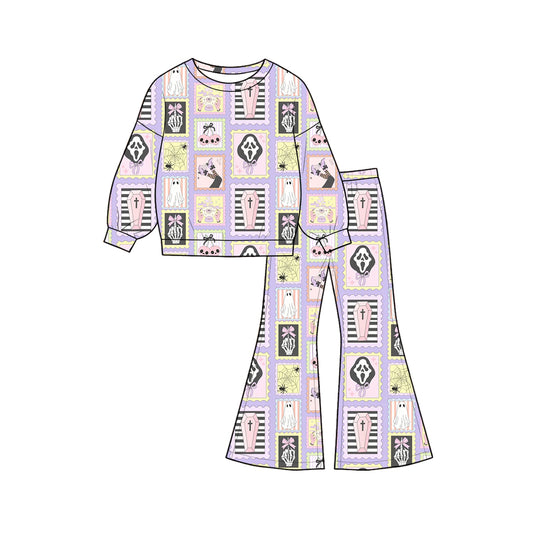 preorder GLP3402 Halloween Spooky Purple Long Sleeve Pants Girls Set