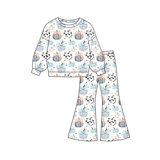 preorder GLP3403 Pumpkin Bows Long Sleeve Pants Girls Set