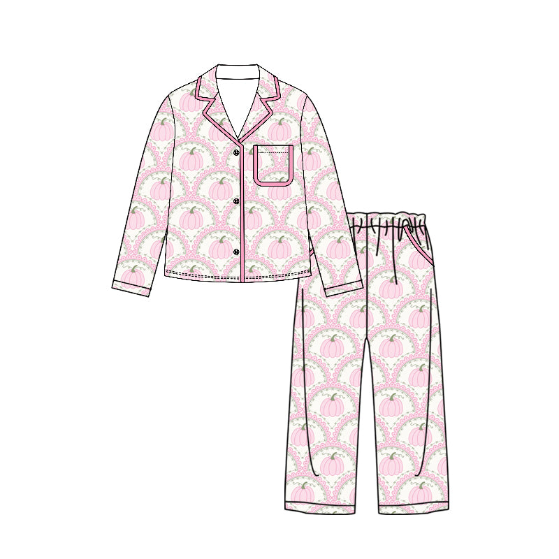 preorder GLP3422 Pink Pumpkin Long Sleeve Pants Adult Women Pajamas