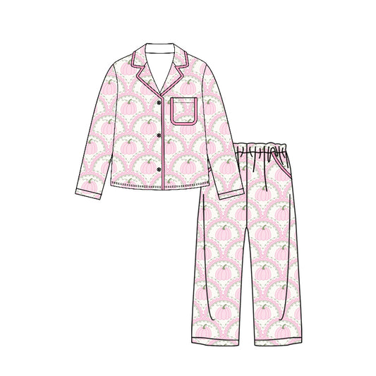 preorder GLP3422 Pink Pumpkin Long Sleeve Pants Adult Women Pajamas