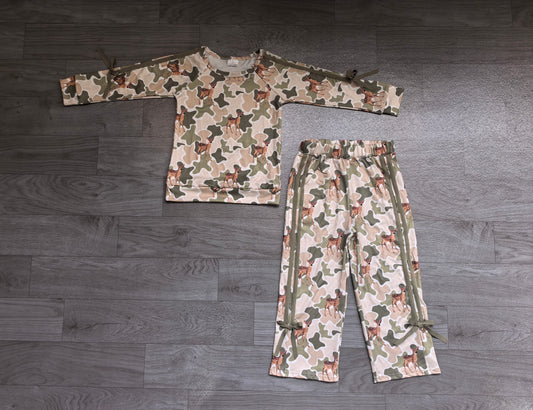preorder Sampels GLP3428 Hunting Camo Deer Bows Long Sleeve Pants Girls Set