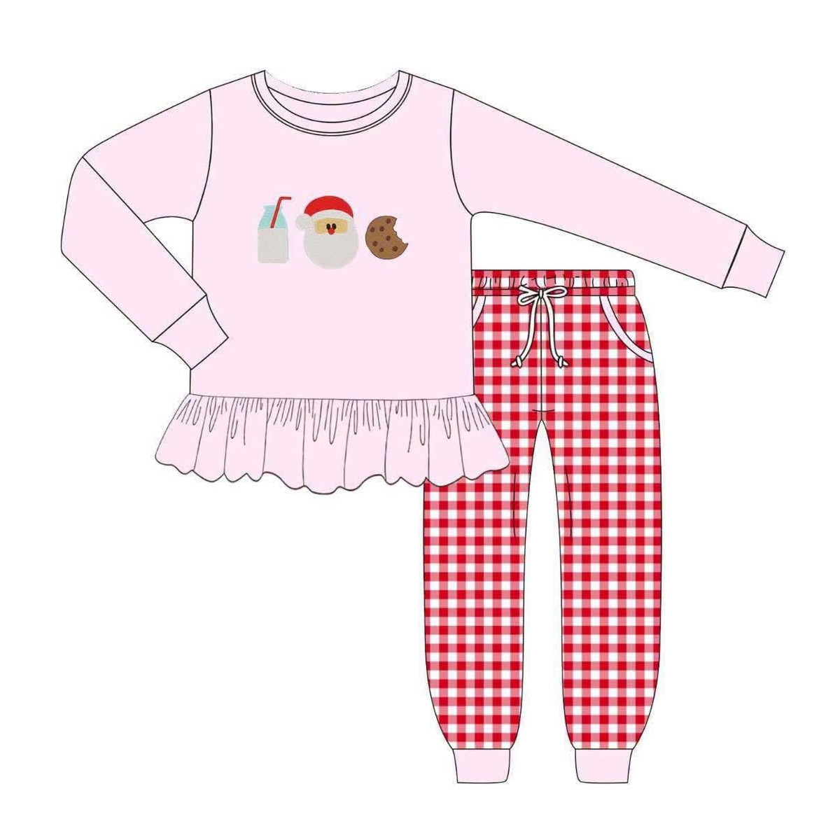 preorder GLP3448 Christmas Santa Pink Long Sleeve Pants Girls Set