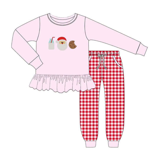 preorder GLP3448 Christmas Santa Pink Long Sleeve Pants Girls Set