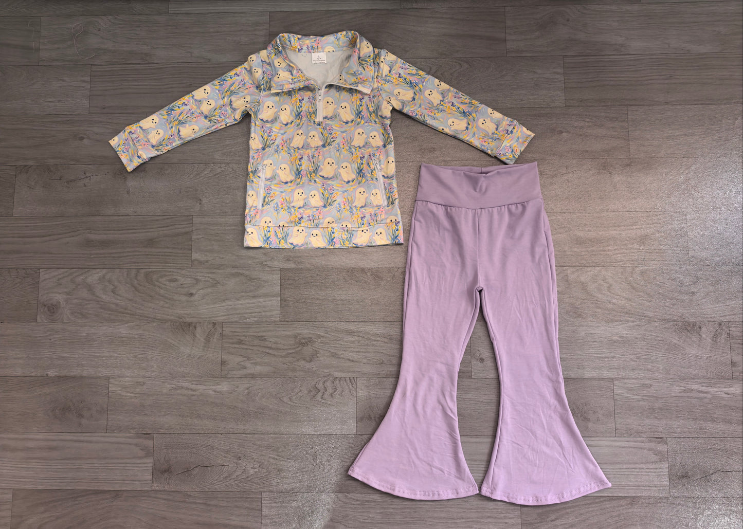 preorder Samples GLP3506 Halloween Spooky Zipper Long Sleeve Purple Pants Girls Set