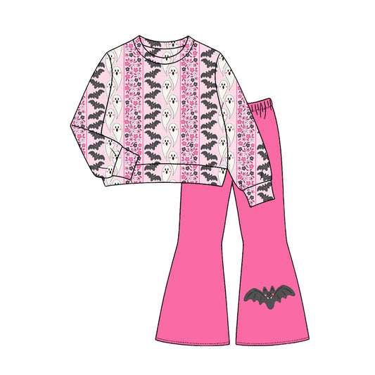preorder GLP3537 Halloween Spooky Hat Pink Long Sleeve Pants Girls Set
