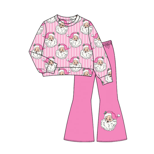 preorder GLP3538 Halloween Santa Hot Pink Long Sleeve Pants Girls Set