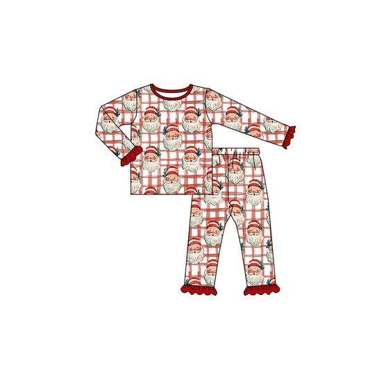 preorder GLP3542 Christmas Santa Red Long Sleeve Pants Girls Pajamas