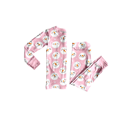 preorder GLP3543 Christmas Santa Pink Long Sleeve Pants Girls Pajamas
