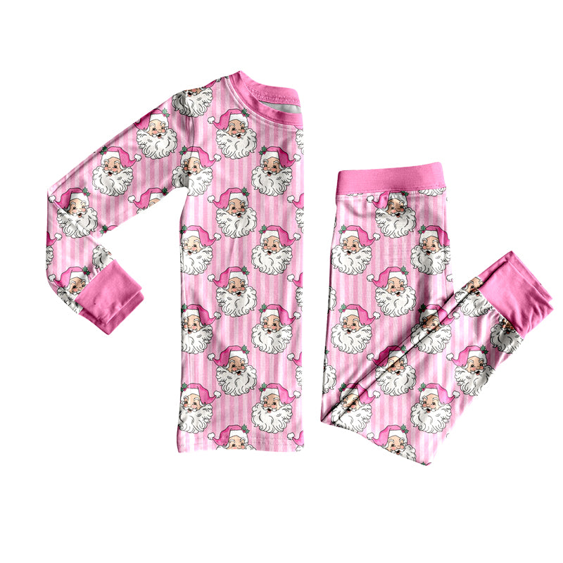 preorder GLP3559 Christmas Santa Pink Long Sleeve Pants Girls Pajamas