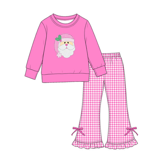 preorder GLP3561 Christmas Santa Hot Pink Long Sleeve Pants Girls Set