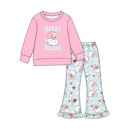 preorder GLP3562 Christmas Santa Hot Pink Long Sleeve Pants Girls Set