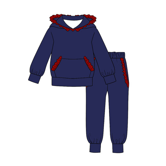 preorder GLP3564 Navy Blue Hoodie long Sleeve Pants Girls Set