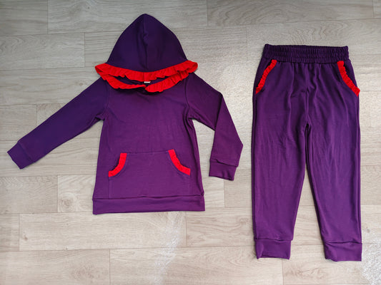 preorder Samples GLP3564 Navy Blue Hoodie long Sleeve Pants Girls Set