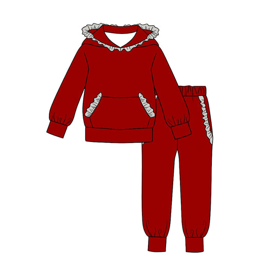 preorder GLP3565 Red Hoodie long Sleeve Pants Girls Set