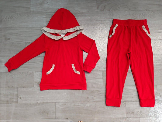 preorder Samples GLP3565 Red Hoodie long Sleeve Pants Girls Set