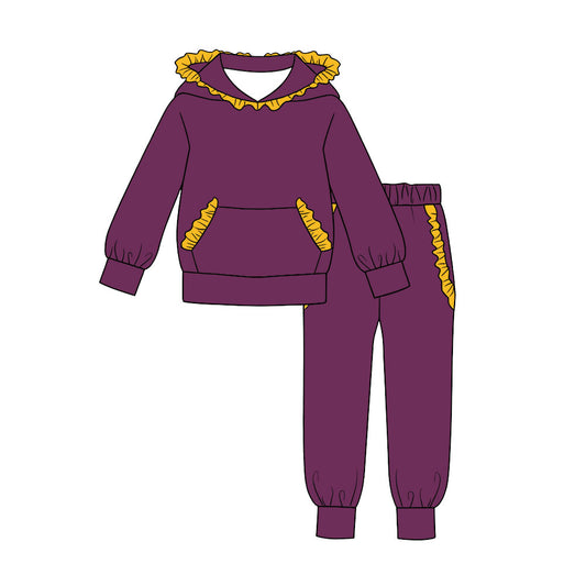 preorder GLP3566 Purple Hoodie long Sleeve Pants Girls Set