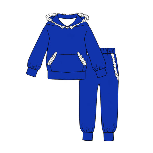 preorder GLP3568 Blue Hoodie long Sleeve Pants Girls Set