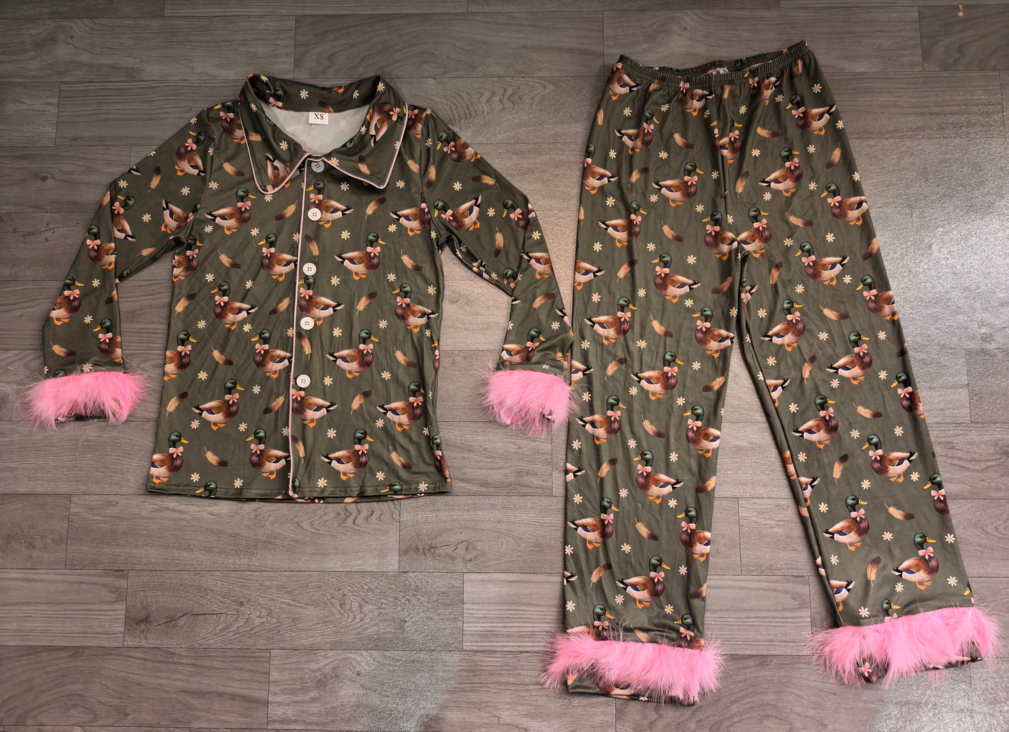 preorder Samples GLP3629 Mallard Duck Fur Long Sleeve Pants Girls Pajamas