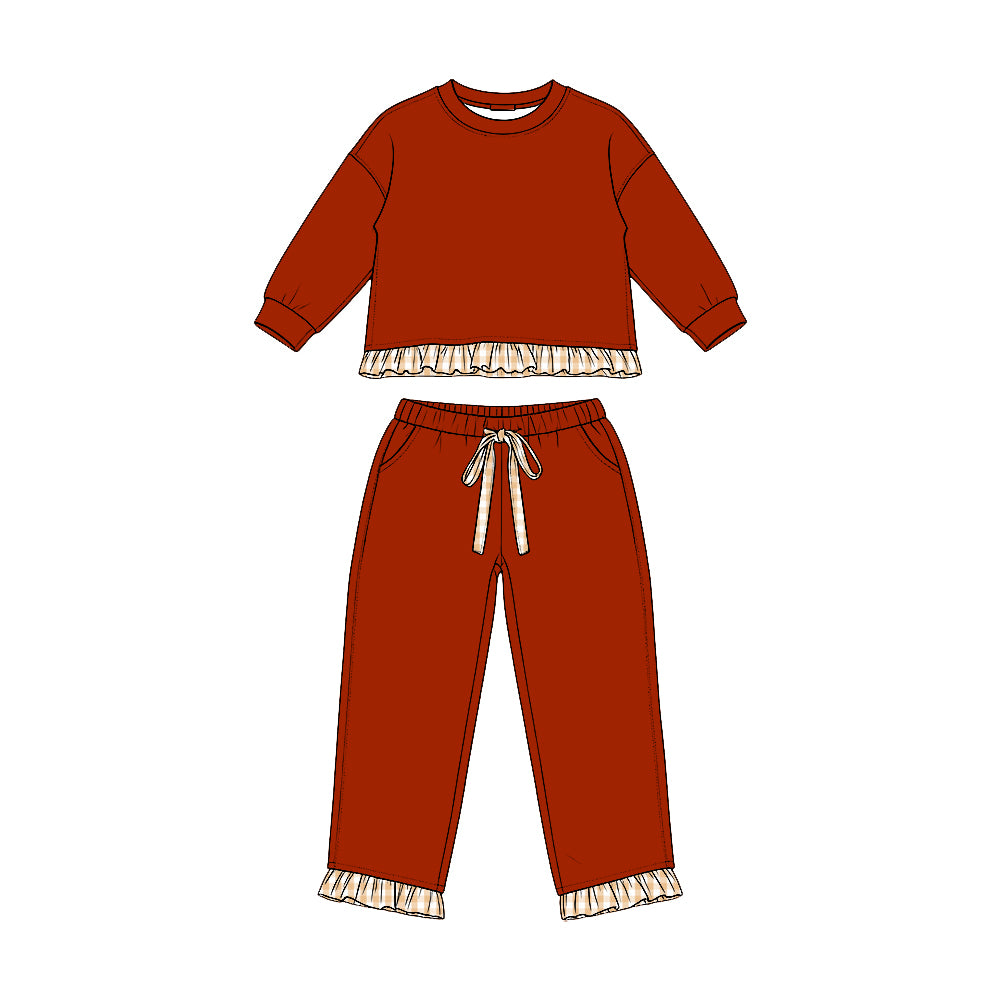 preorder GLP3644 Sweatshirt Red Long Sleeve Pants Girls Set