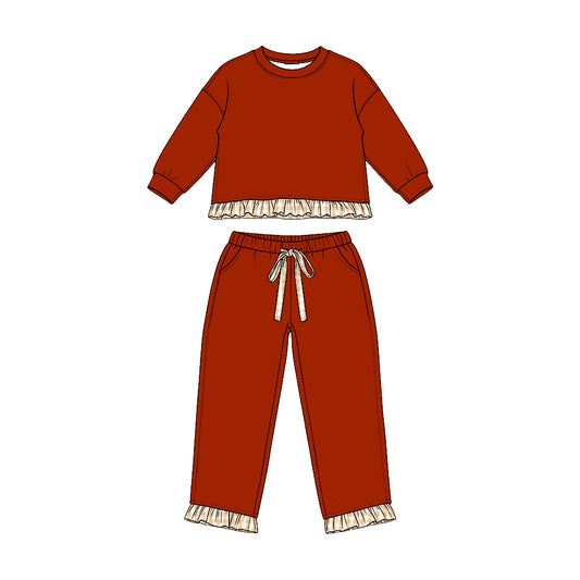 preorder GLP3644 Sweatshirt Red Long Sleeve Pants Girls Set