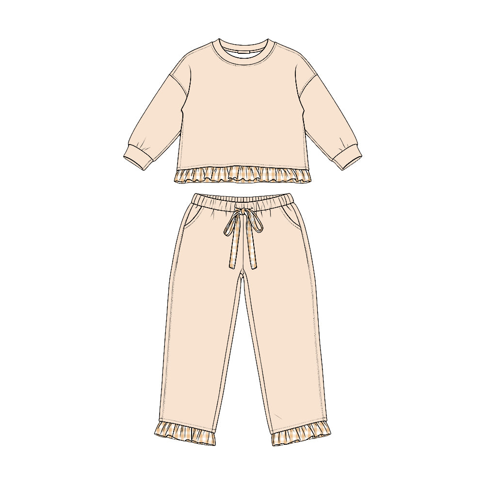 preorder GLP3645 Sweatshirt White Long Sleeve Pants Girls Set