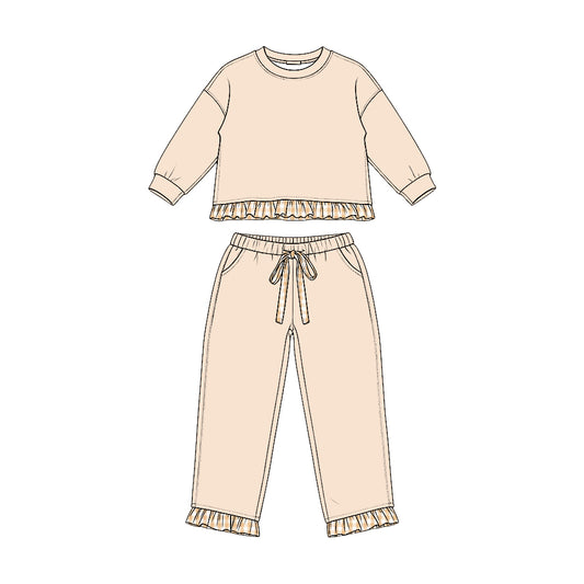 preorder GLP3645 Sweatshirt White Long Sleeve Pants Girls Set