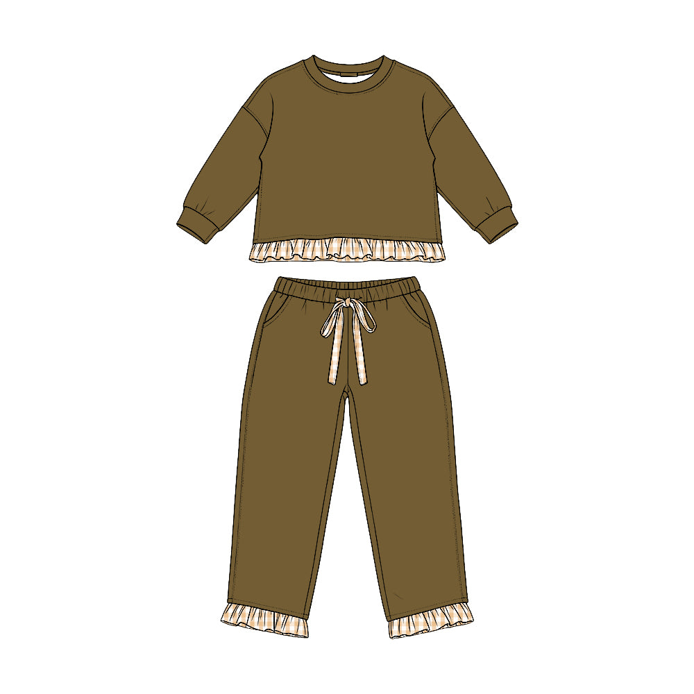 preorder GLP3646 Sweatshirt Green Long Sleeve Pants Girls Set