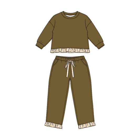 preorder GLP3646 Sweatshirt Green Long Sleeve Pants Girls Set