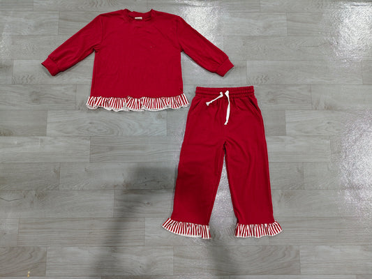 preorder Samples GLP3648 Sweatshirt Red Long Sleeve Pants Girls Set