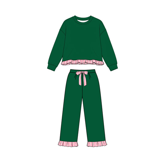 preorder GLP3649 Sweatshirt Green Long Sleeve Pants Girls Set