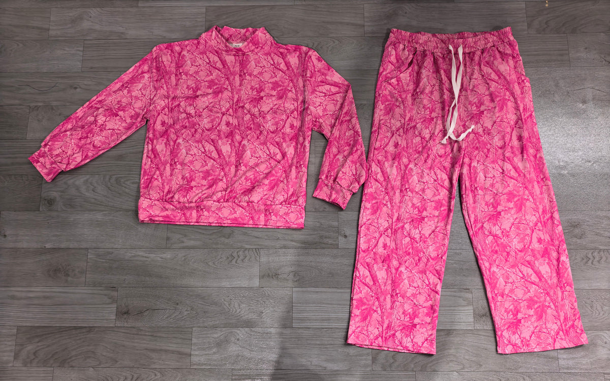 preorder Samples GLP3651 Hunting Hot Pink Long Sleeve Pants Adult Women Set
