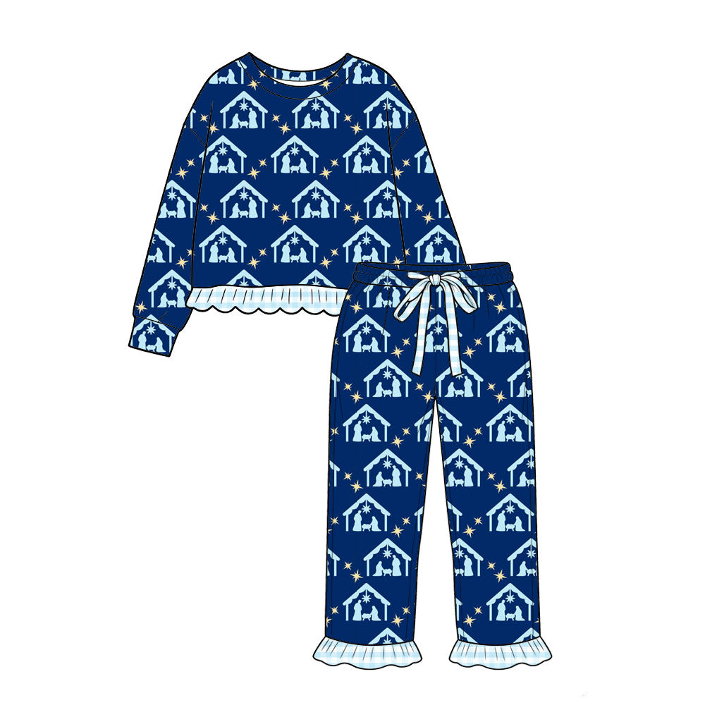 preorder GLP3659 The Nativity Story Blue Long Sleeve Pants Girls Set