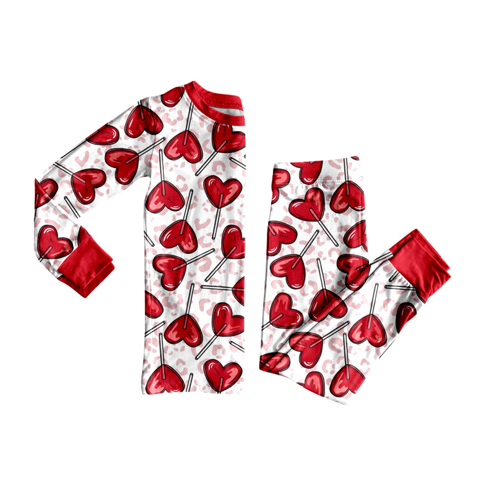 preorder GLP3667 Valentine's Day Heart Red Long Sleeve Pants Girls Pajamas