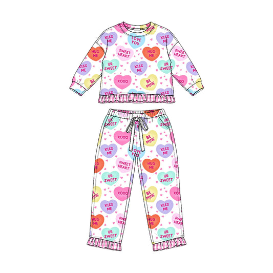 preorder GLP3676 Valentine's Day Heart Sweet Heart Long Sleeve Pants Girls Set