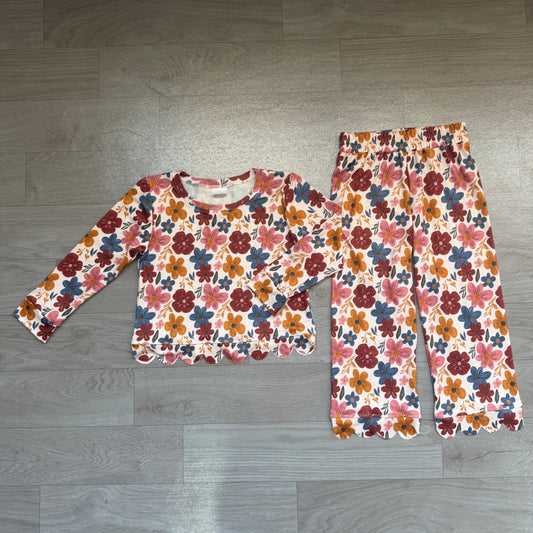 preorder Samples GLP3690 Scallop Flowers Long Sleeve Pants Girls Set