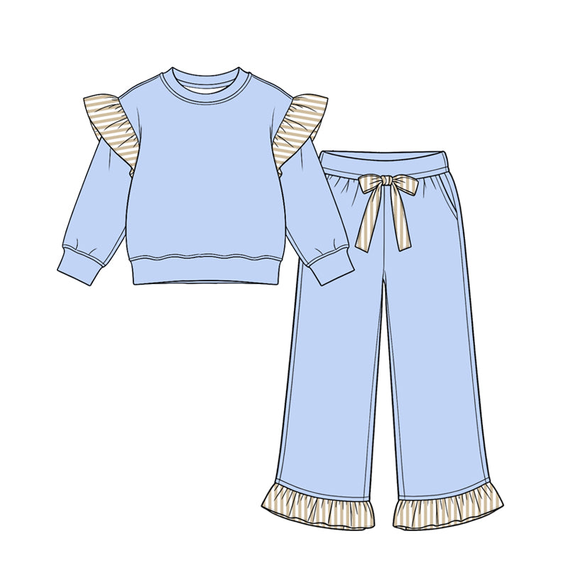 preorder GLP3696 Blue Long Sleeve Pants Girls Set